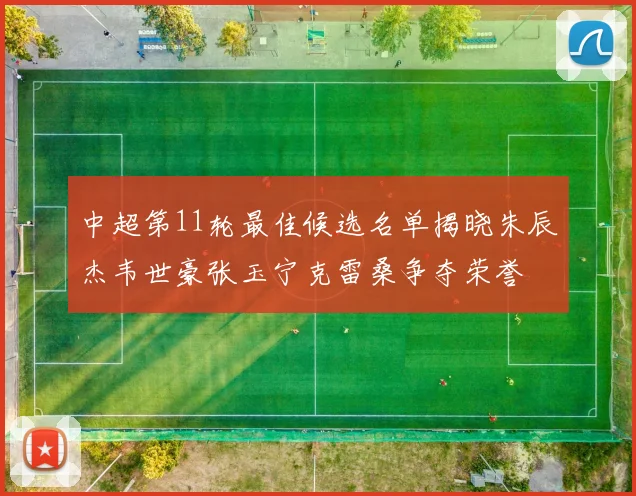 中超第11轮最佳候选名单揭晓朱辰杰韦世豪张玉宁克雷桑争夺荣誉